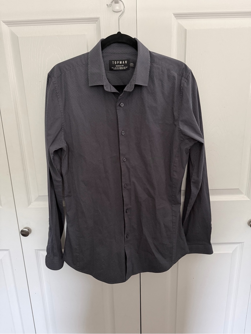 5 for $25! Topman Navy Microdot Long Sleeve Dress Shirt